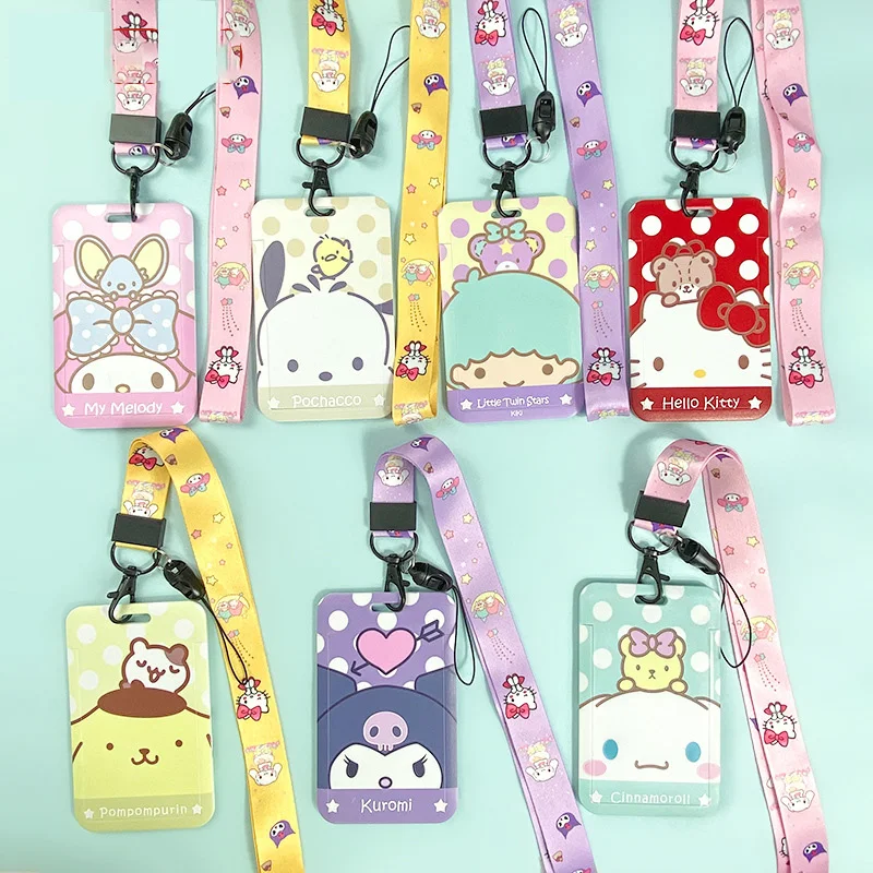 

Sanrio Hello Kitty My Melody Cinnamoroll Kuromi Cartoon Anime Kawaii Card Cover Campus Bus Subway Card Bag Work Certificate