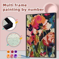 chenistory multi aluminium frame paints by numbers for adult kit on canvas digital coloring painting by number flower decor wall