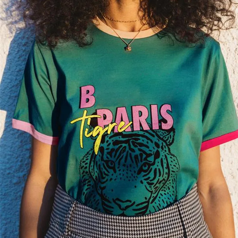 

Новинка 2022, женские футболки с круглым вырезом, модные топы контрастных цветов с коротким рукавом, летняя уличная одежда