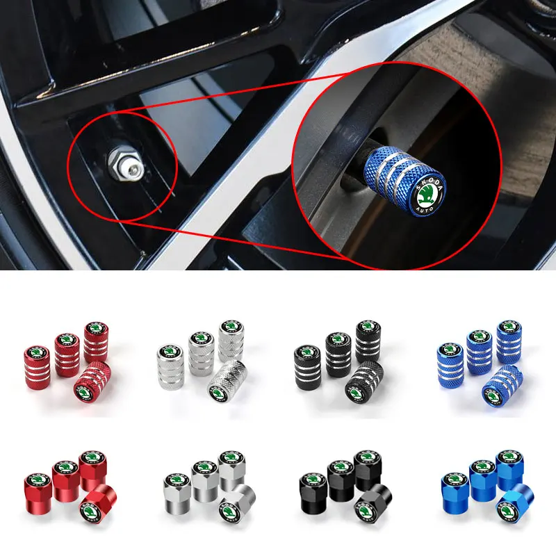 

4pcs Car Dustproof Caps Tire Wheel Stem Air Valve Caps For Skoda Octavia Rapid Kodiaq Karoq Fabia Kamiq Superb Derivative Vision