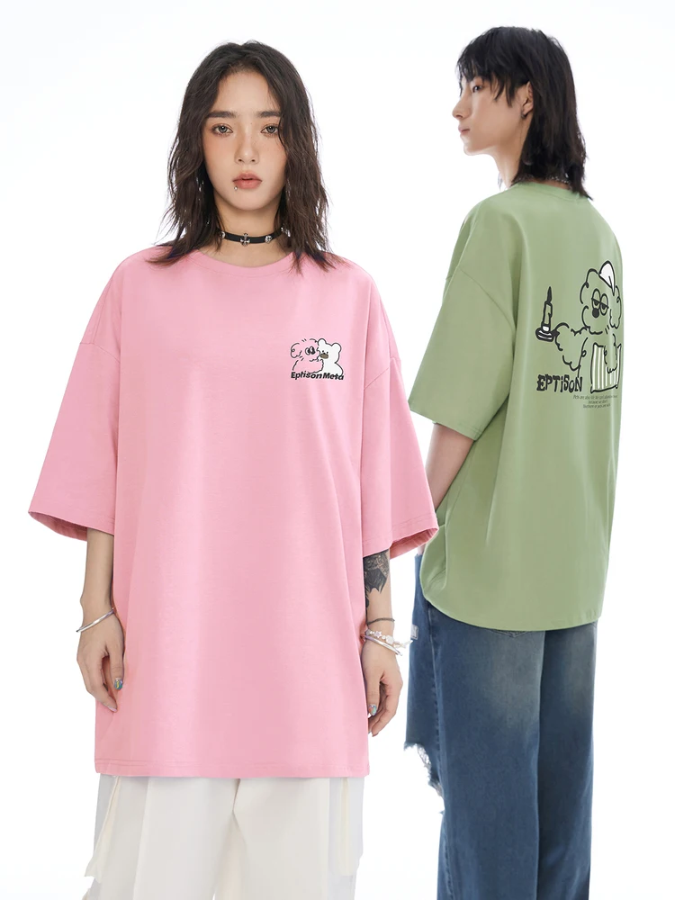 Футболка Eptison белая с коротким рукавом и принтом медведя 230 г