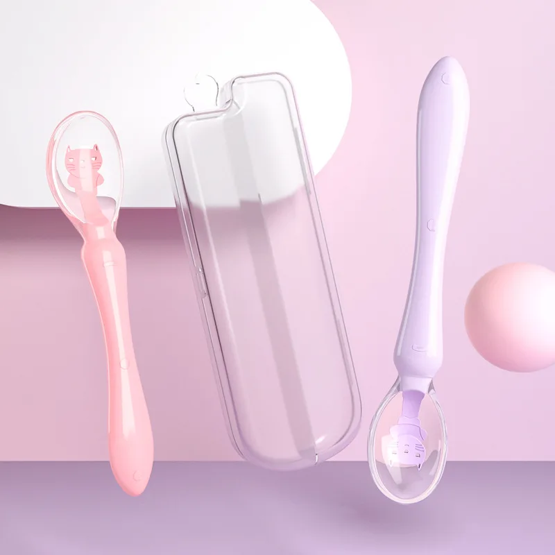 

Baby Soft Silicone Spoon Dishes Candy Color Temperature Sensing Spoons Child Food Training Feeding Soup Ladle Feeder Tableware