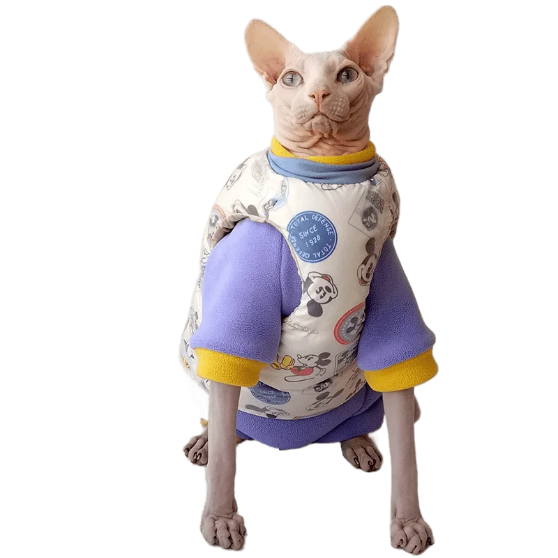 

Winter Thickened Warm Down Jacket Sphinx Sphynx Cat Clothing Devon Rex Clothes for Cat Back Buttoned Hairless Cat Clothes