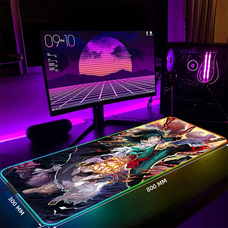 

My Hero Academia RGB Mouse Pad Gaming Mousepads LED Mouse Mat Keyboard Mat Anti-slip Best Choice Mousepad XXL Luminous Desk Rug
