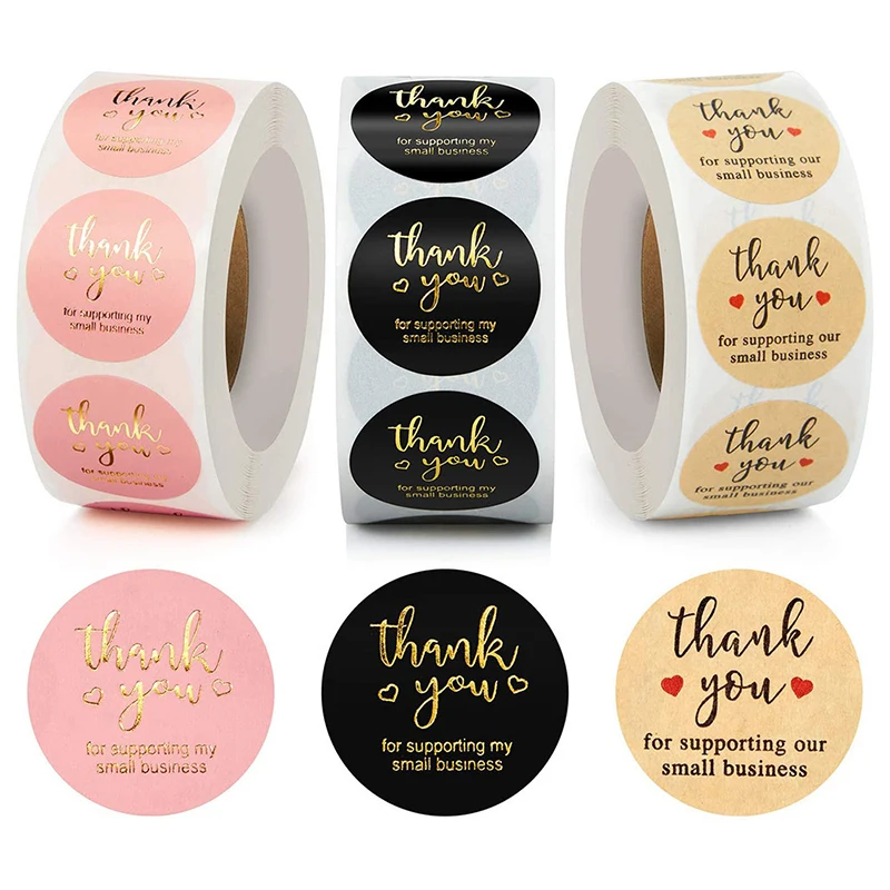 

500pcs Thank You Round Sticker Scrapbook Letter Handmade Stickers Seal Labels Stickers Wedding Gift Flower Decoration