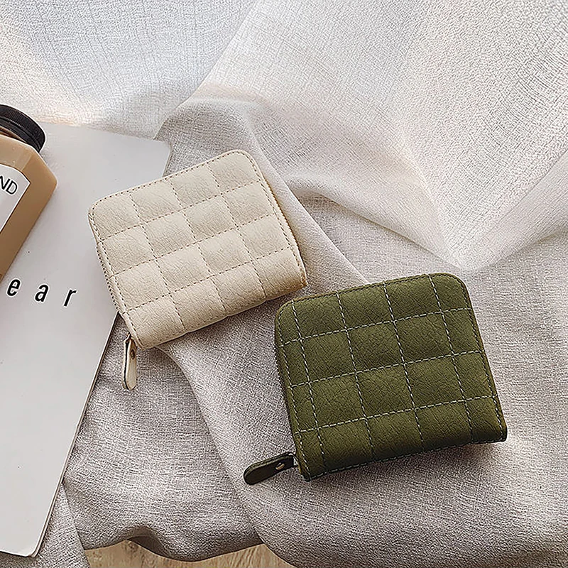 

Женский модный маленький кошелек на молнии с отделением для монет, клетчатые кошельки из искусственной кожи, женский милый мини-кошелек в Корейском стиле, маленькая сумка для карт, Новинка