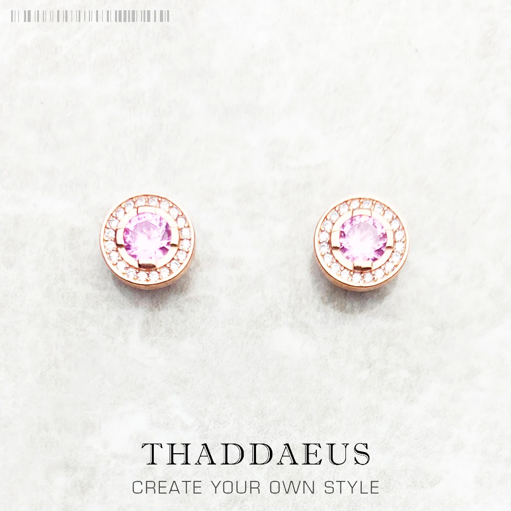 Серьги-гвоздики "Свет Луны" круглые розовые в стиле Европы, модные украшения для женщин в подарочной упаковке из серебра 925.