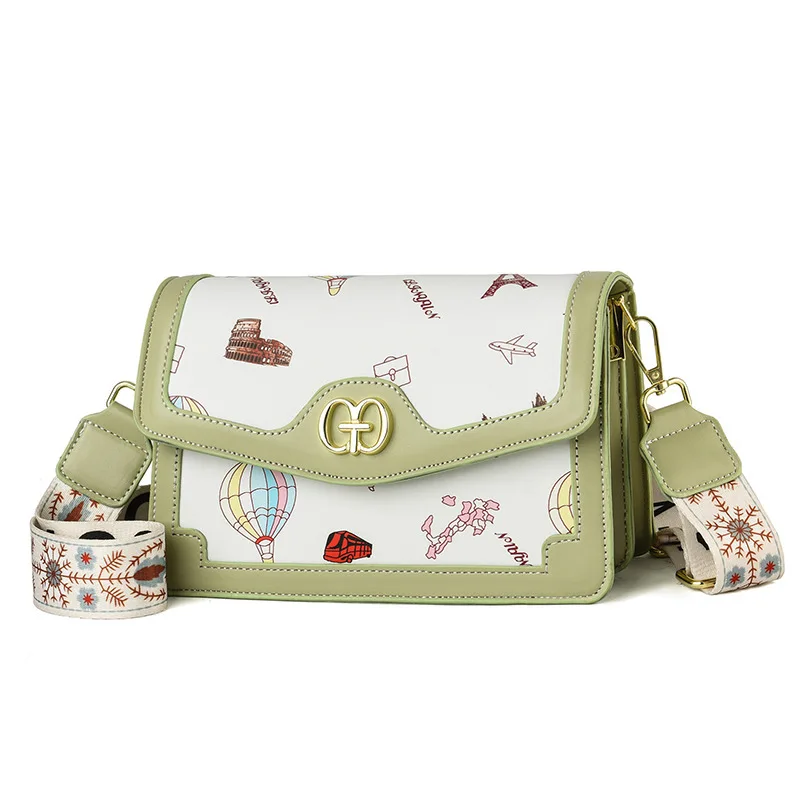 

Сумка на плечо TRAVEASY женская из экокожи, модный саквояж кросс-боди с узором в виде пейзажа, мессенджер, лето 2022