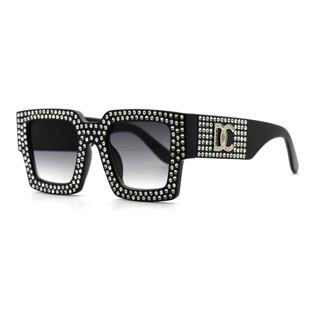 Роскошные квадратные солнцезащитные очки со стразами женские модные брендовые