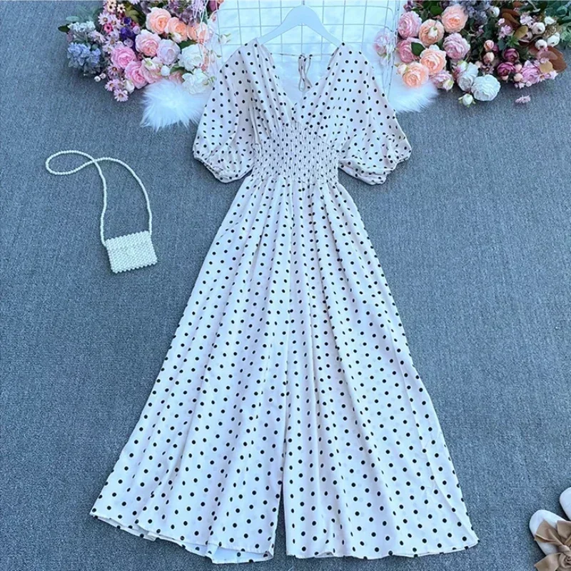 Офисный женский комбинезон широкие брюки полной длины с украшением на шнуровке