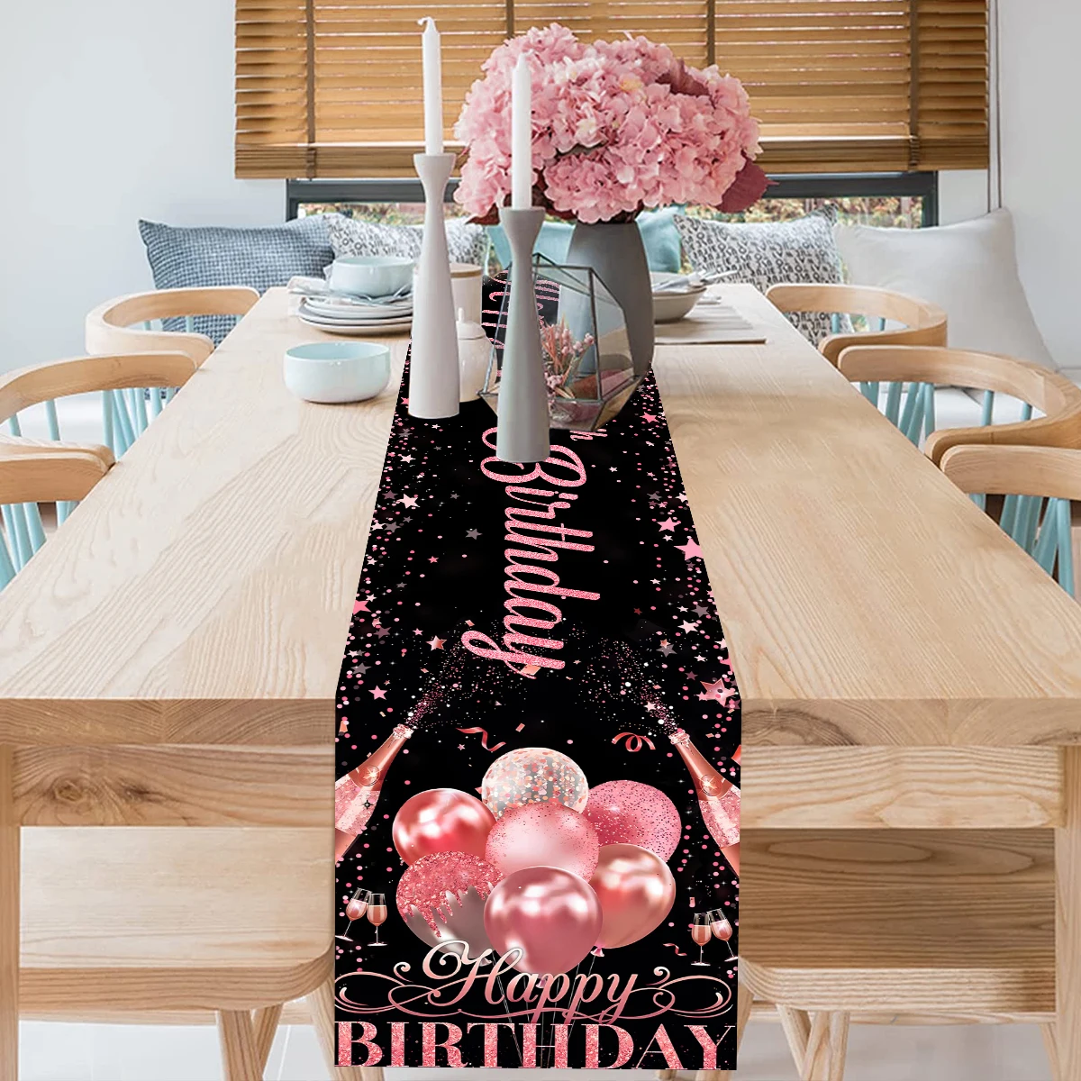 Настольная дорожка золотистая/черная украшение на день рождения 18/30/40/50 лет