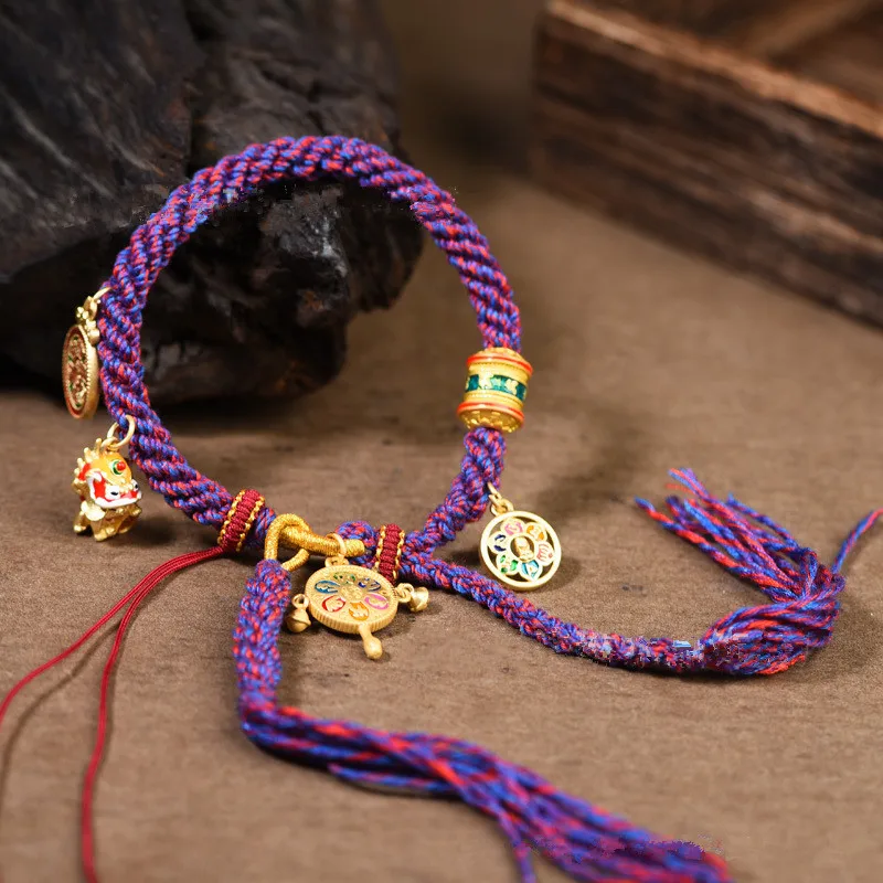 Красочная веревка Тибетский Стиль Двойная плетеная Ручная Веревка Браслет