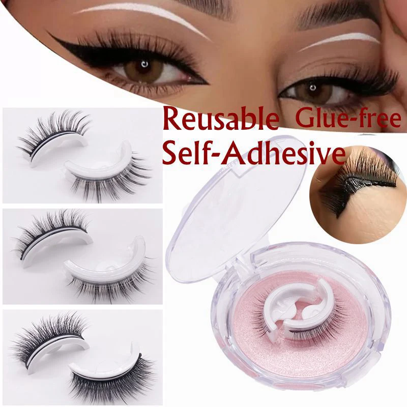 

New Fashion Reusable Self-Adhesive Eyelashes Multiple reversible glue-free False Eyelashes Handmade Natural False Lashes Makeup