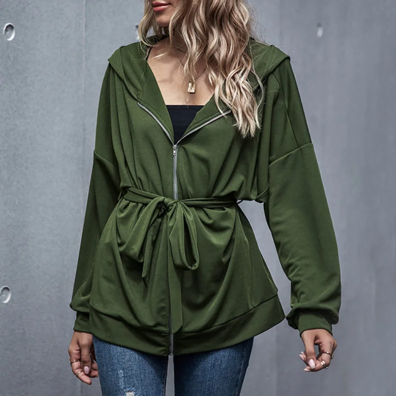 

Style European and American Loose Slim Slim Tooling High Waist Fashion Casual Sports Long Sleeve Jacket WomenAutumn/winter New