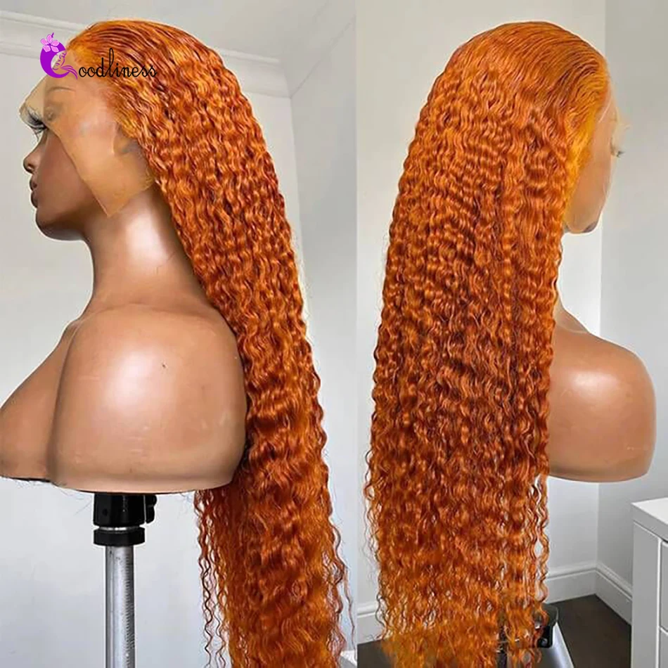 

Orange Ginger Lace Front Wig Deep Wave Human Hair 13x6 Hd Lace Frontal Wig Colored 30 Inch 13x4 Preplucked Curly Wigs For Women
