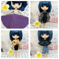 new 16 bjd blyth doll clothes purple skirt bjd doll clothes leopard shawl denim skirt diy doll clothes accessories