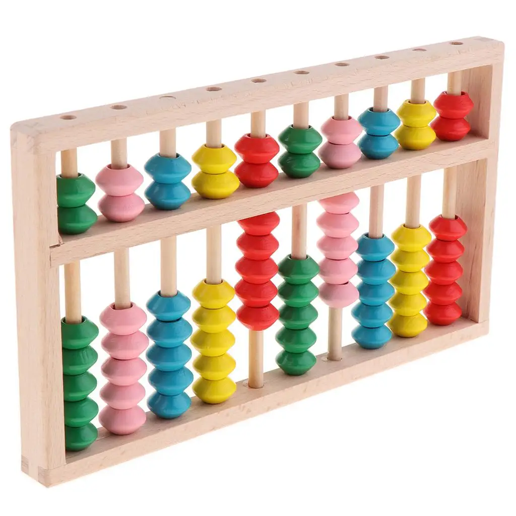 

10 Digits Rods Wooden Abacus Colorful Chinese Calculator Counting Tool
