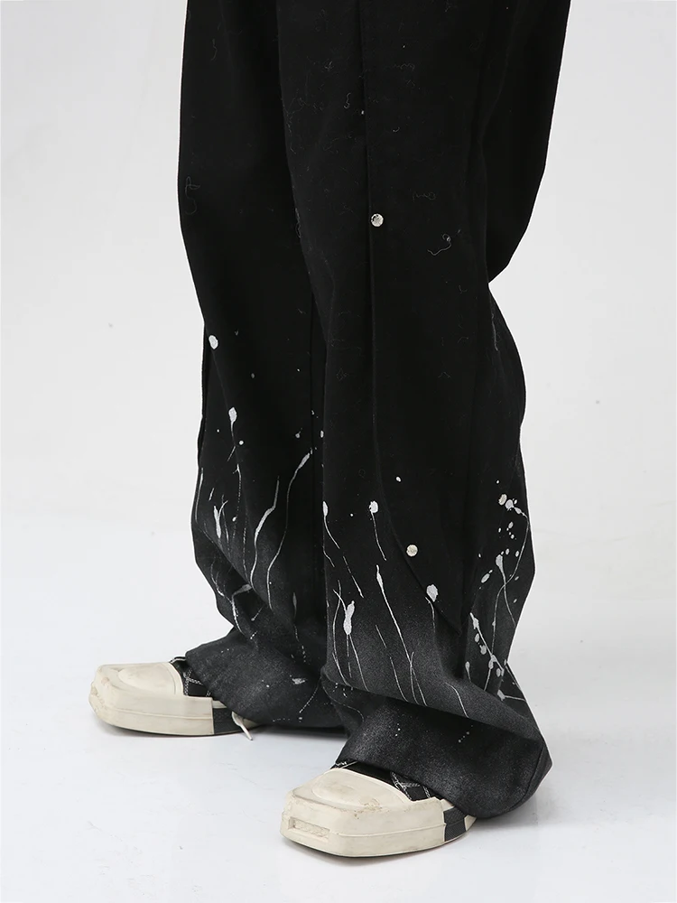 Men's Pants Baggy Jeans Wear New Korean Personality Men's Jeans Spring Wide Leg Contrast Color Male Trousers Fashion Mens Pants