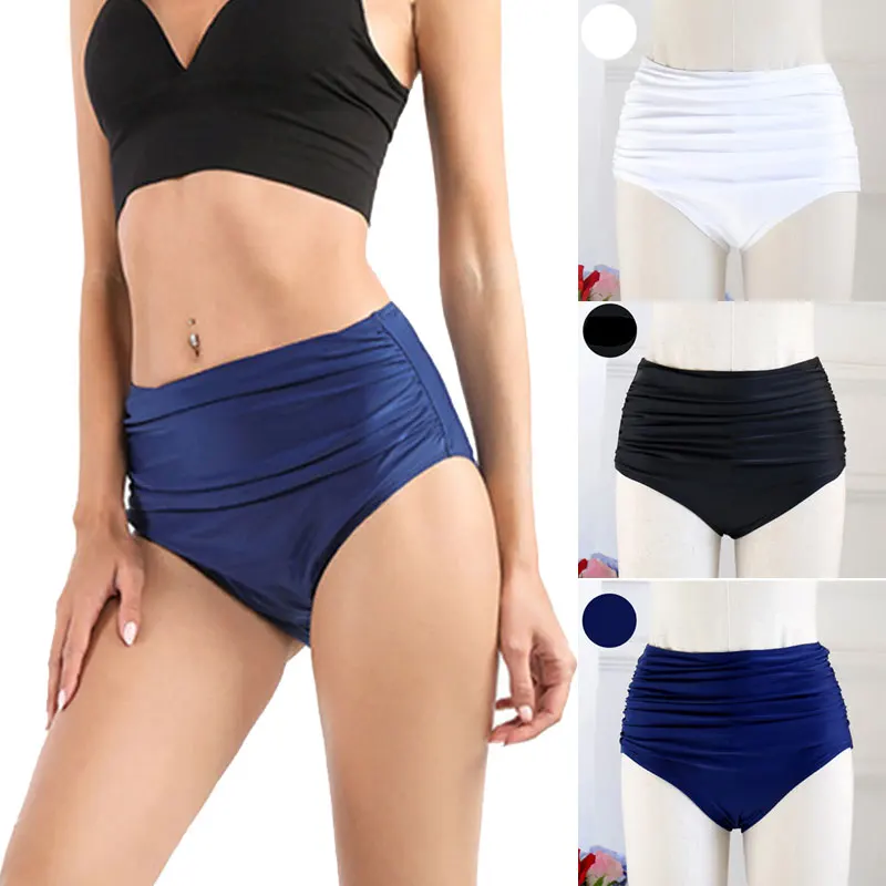 

2023 бикини с высокой талией, плавки, одежда для плавания, шорты, плиссированный белый купальный костюм, женские плавки, юбка для плавания, купальник, трусы, трусики