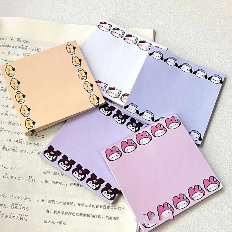 

Kawaii Sanrio Sticky Note Hello Kittys My Melody Kuromi Accessories Cute Beauty Cartoon Note Paper Message Toys for Girls Gift