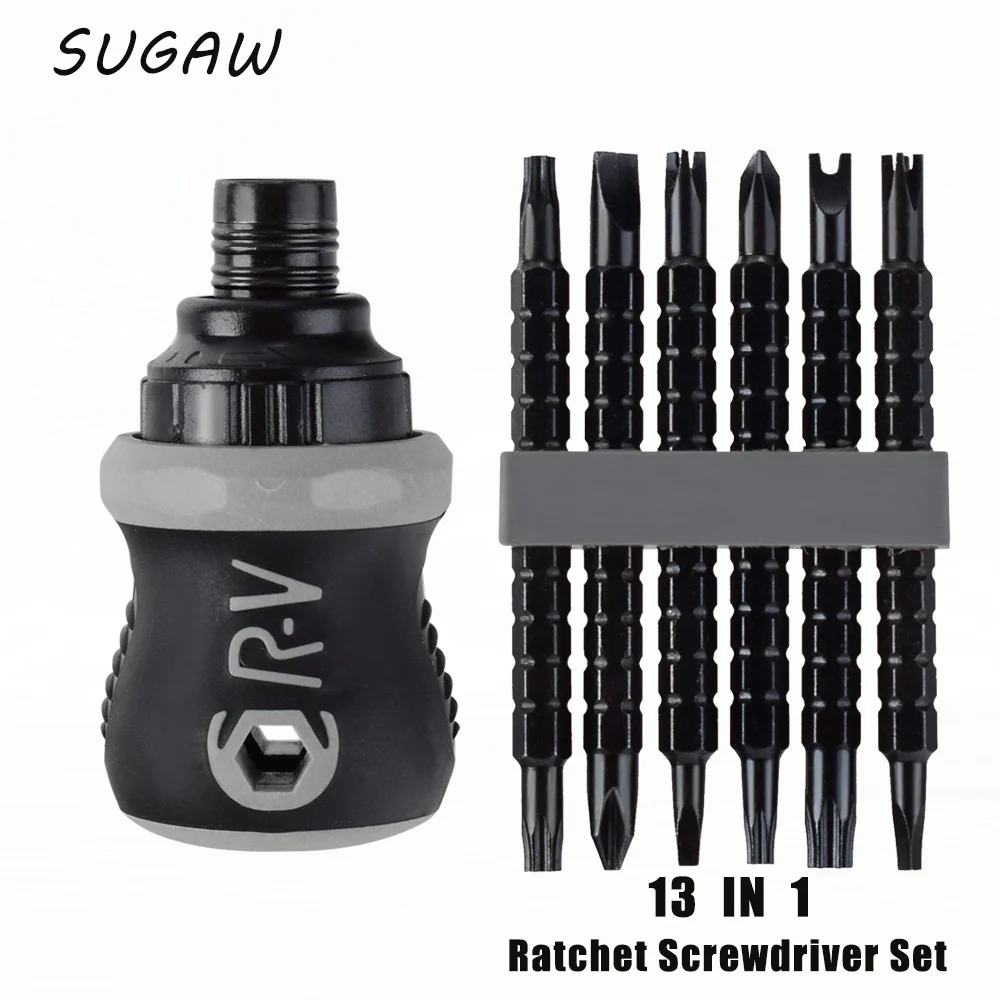 

SUGAW 13 IN 1 Ratchet Screwdrivers Precision Phillips Star wrench CR-V Screwdriver Set Hand Tools Outils Manuels