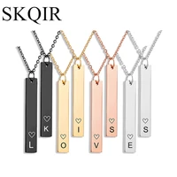 personalized bar pendant necklace customizable text initial capital letter love necklaces for women clavicle chain girls jewelry