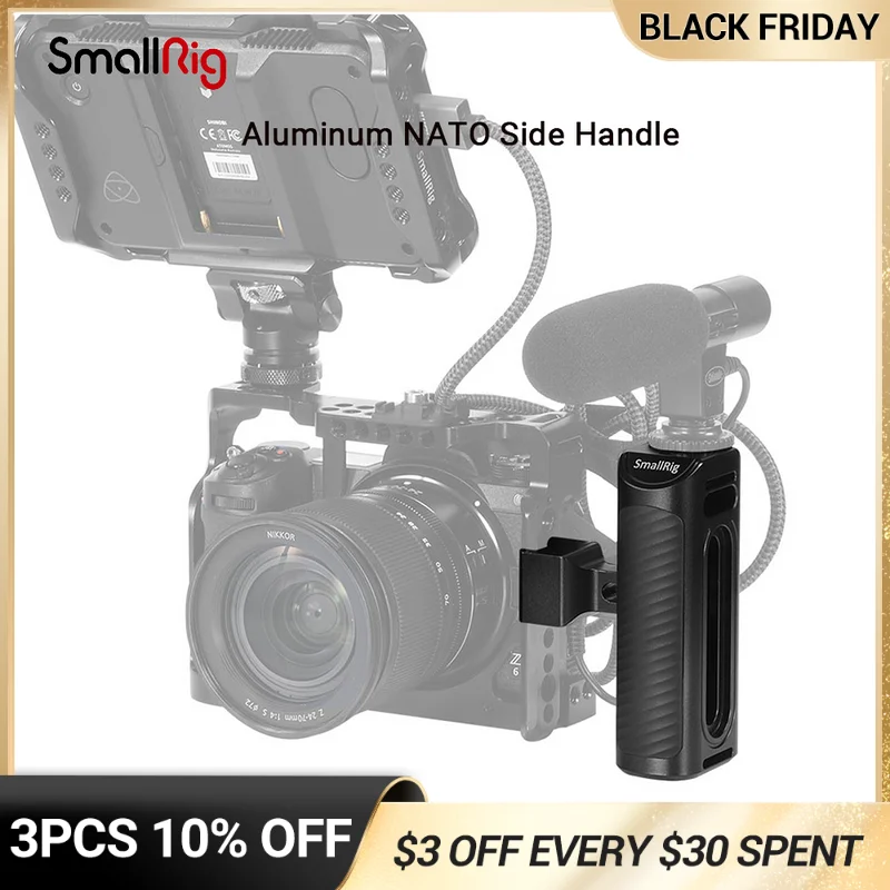 

SmallRig алюминиевая боковая ручка NATO для универсальной камеры с направляющими Nato на боковой ручке для DSLR-камеры-2427