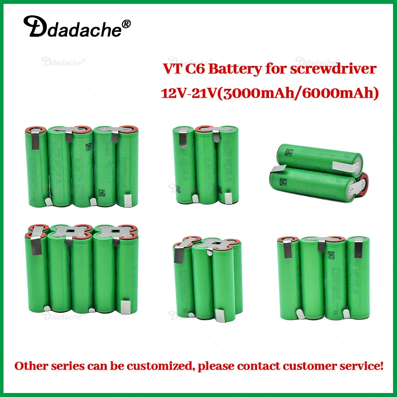 

12V-21V series connection VTC6 Battery Pack US18650VTC6 （3000mah-6000mAh） Battery 30A for 18V Screwdriver Battery Customize