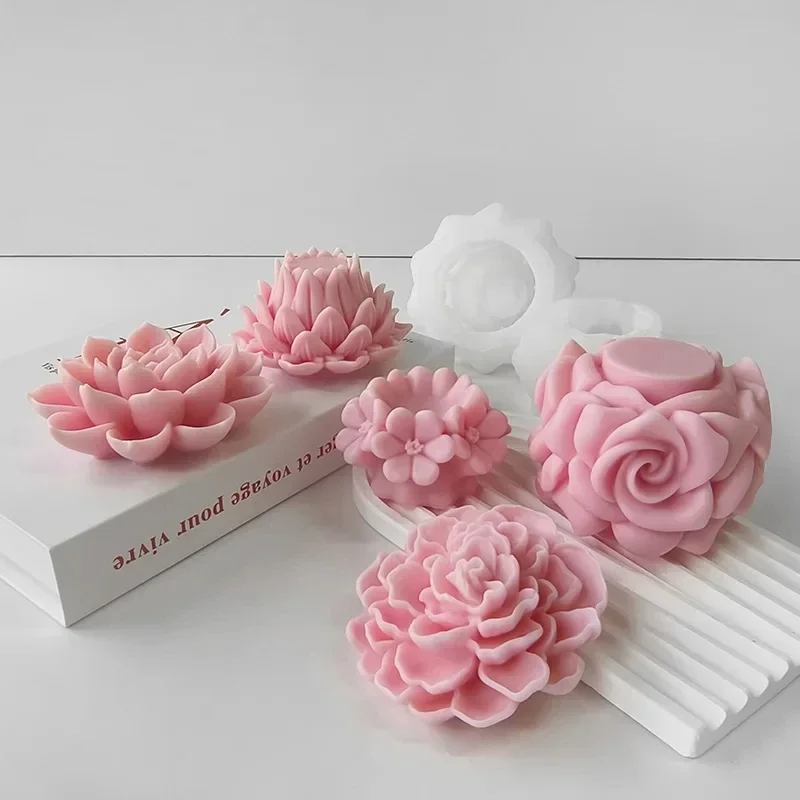 Силиконовая форма в виде лотоса для свечи цветочная ручной работы