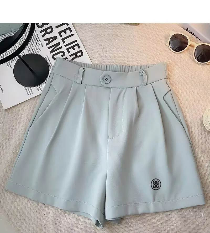 Women's 2023 Summer New Casual Semi-elastic High-waisted Wide-leg Pants M-5xl Golf Embroidered Women Shorts
