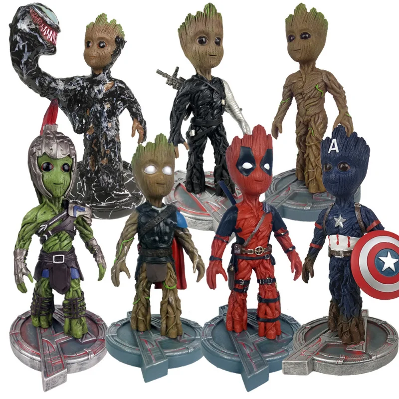 

The Avengers Groot Hulk Captain America Venom Anime Peripheral Cartoon Hand-made Creative Model Ornament Festival Gift Wholesale