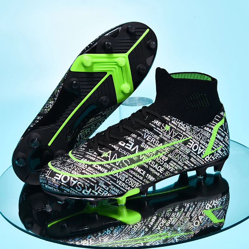 2022 New Men Soccer Shoes Football Boots Training Outdoor AG/TF Grass Non-slip Hight Ankle Comfortable Sneakers Trend Size 35-45