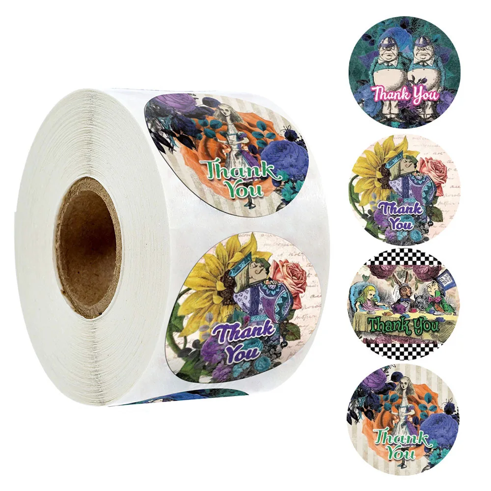 

50-500pcs Kraft Paper Personalized DIY Stickers 1 Inch Thank You Sticker Cartoon Animated Sticker Labels Handicraft Decoration