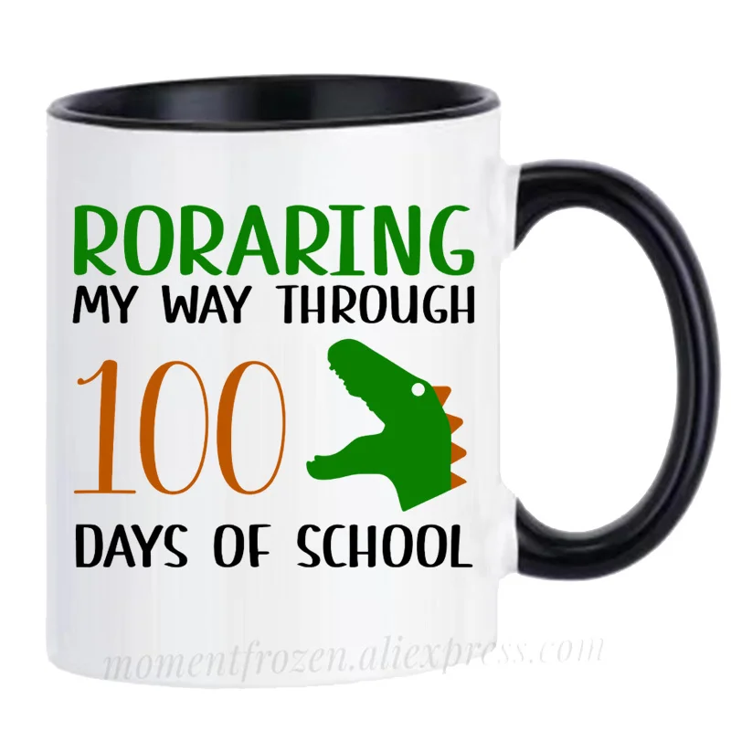 

100 Days of School Students Cups Teacher Coffee Mugs Jaws Sharks Funny Dinosaur Drinkware Basketball Rugby Football Coffeeware