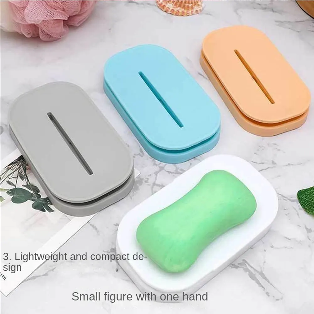 

Household New Bathroom Dish Drain Soap Holder Toilet Bathroom Shelf Plastic Double Soap Box Soap Box Creative Plate Case