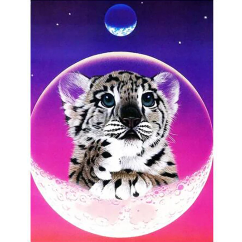 

5D DIY Diamond Painting Animal Embroidery Cross Stitch Kits Little Tiger Picture of Rhinestones Handmade Mosaic Home Decoration