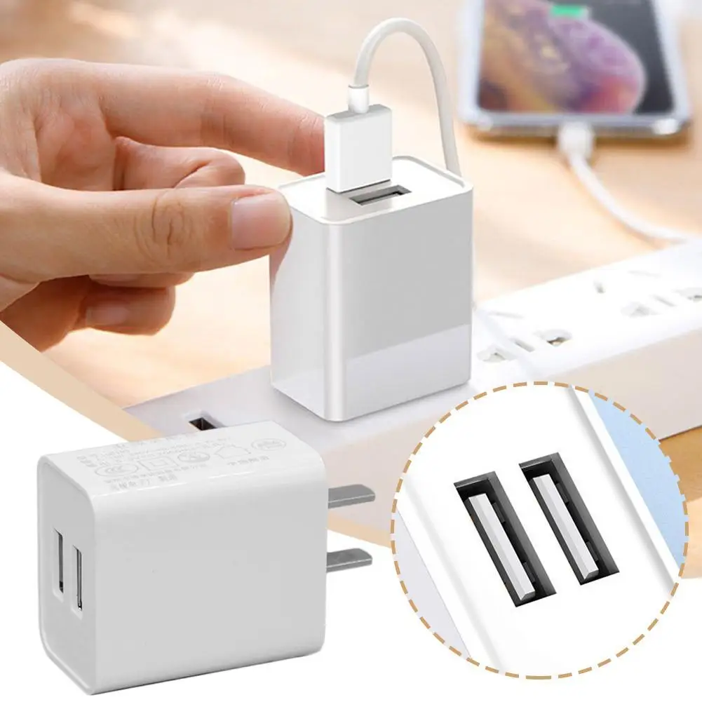 

12W USB Wall Charger 1pc With Dual Port 2A/5V Plug Fast Mobile Phone Charger 2 Ports Wall Adapter For IPhone Samsung