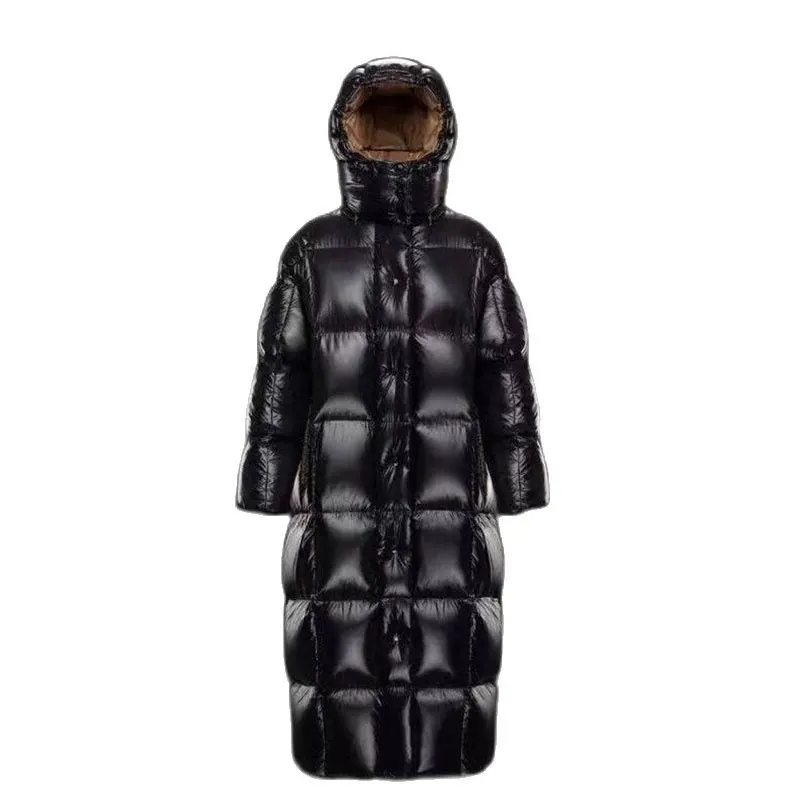 

Glossy Winter Down Coat Female 2022 New Luxury Brand Overcoat Women Thick Puffer Jacket High Quality Long Warm Hooded Parka