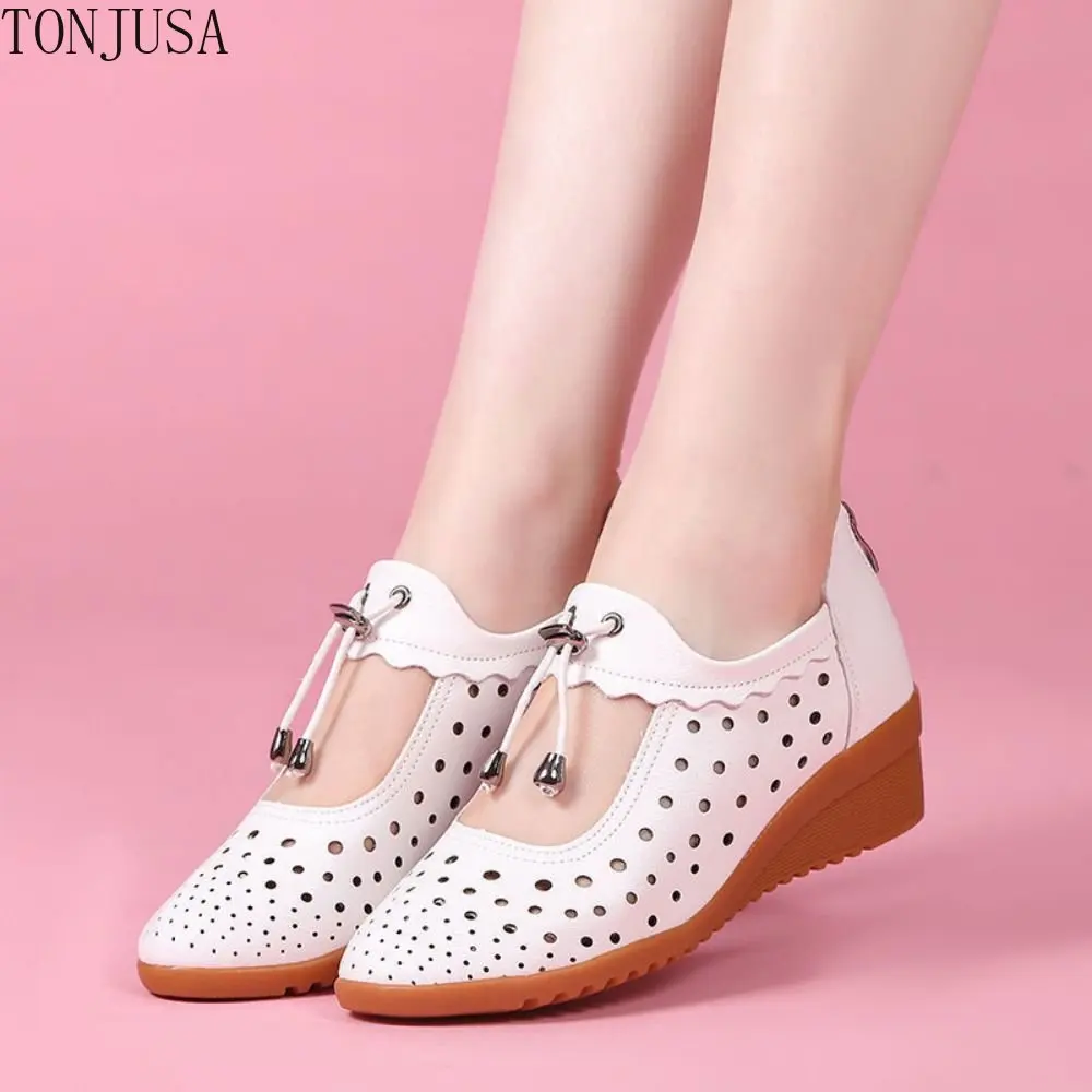 New Ladies Sandals Mesh Hollow Wedge Mother Shoes Comfortable Soft Bottom Breathable Women's Shoes