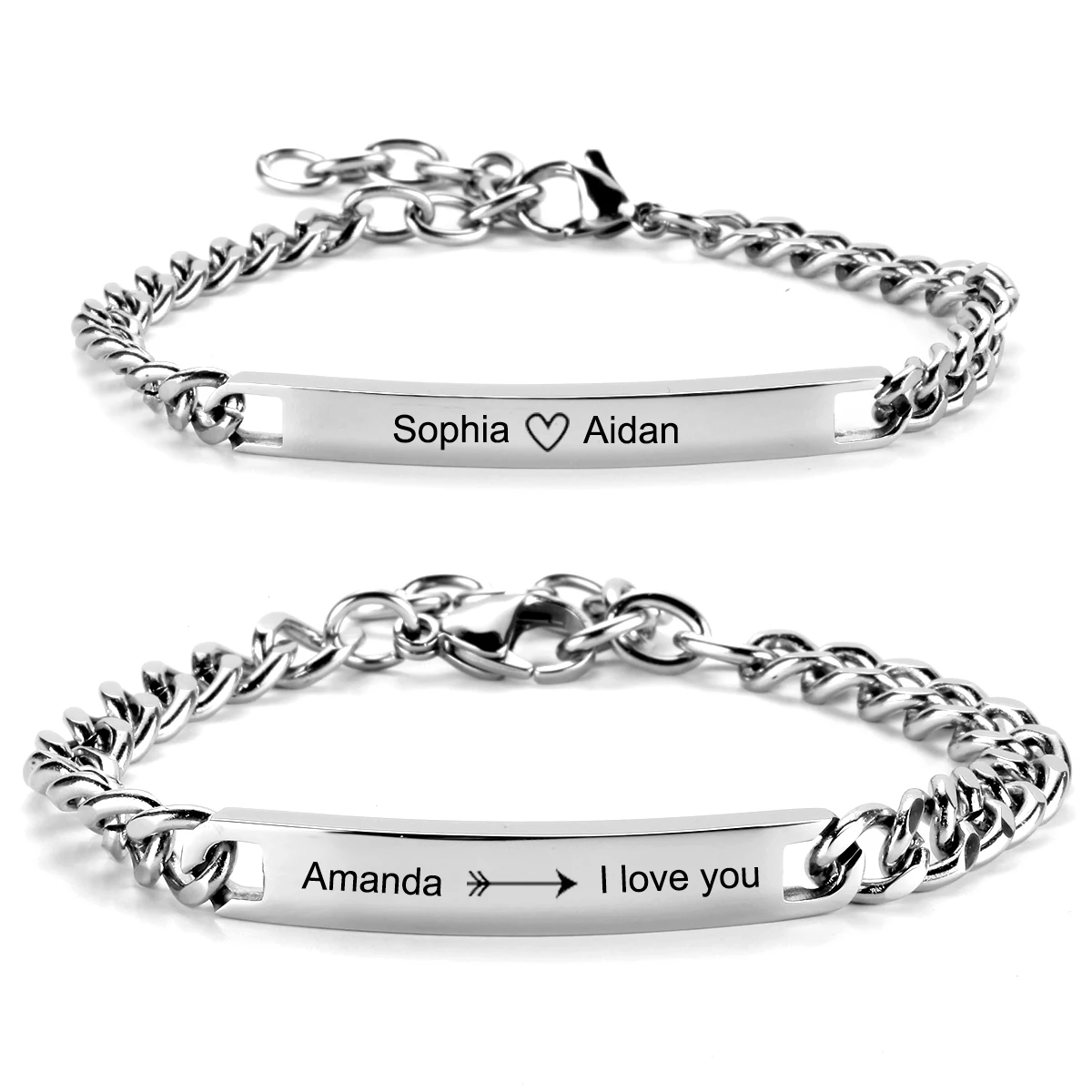 Custom Name ID Bar Bracelet Stainless Steel Chain Bracelets For Men couples women bracelet Hip Hop Personalize Jewelry Gift men