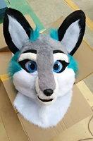 long hair fox husky dog mascot head shell cosplay party adult new cosplay cartton furry cartoon headgear