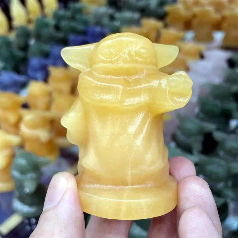 

Натуральный хрустальный желтый кальцит, 5,5 см, ручная работа, Мультяшные камни лечебные полированные минеральные украшения, украшение для дома, 1 шт.