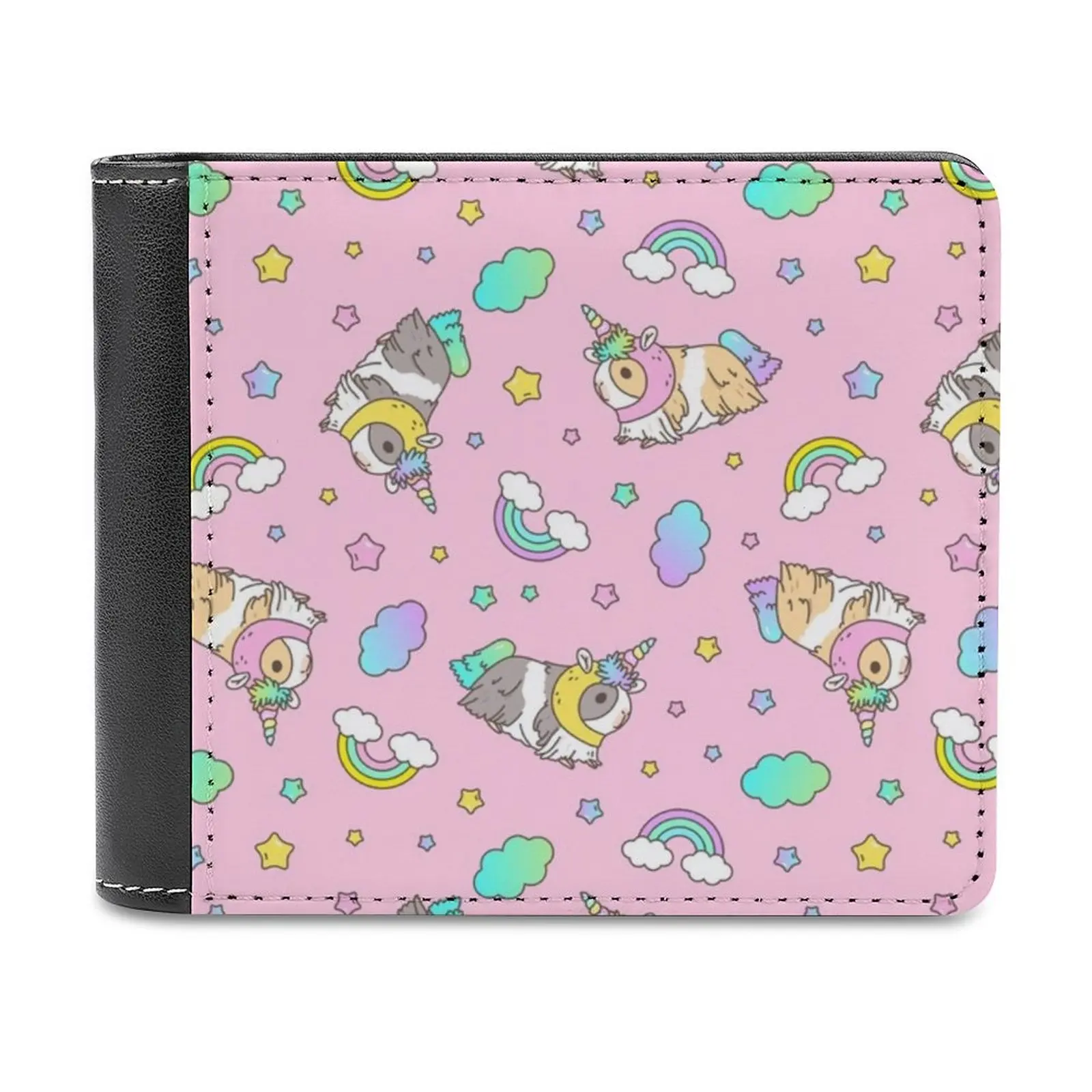 

Piggycorn Pattern In Pink Men's Wallet Leisure Travel Lightweight Portable Wallets Short Style Male Purse Unicorn Pattern