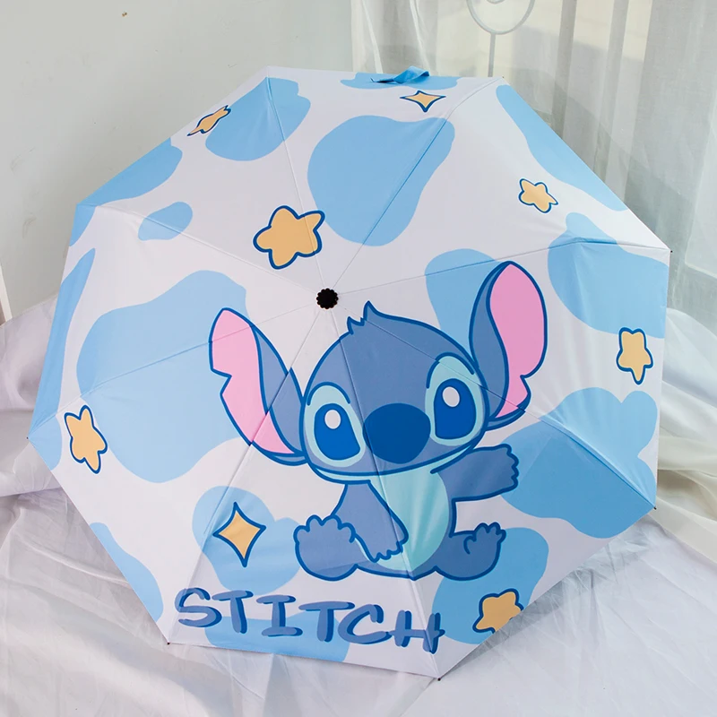 

Stitch Sunumbrella Cartoon Lilo & Stitch Umbrella Uv Protection 3 Folding Portable Sunshade For Women And Children