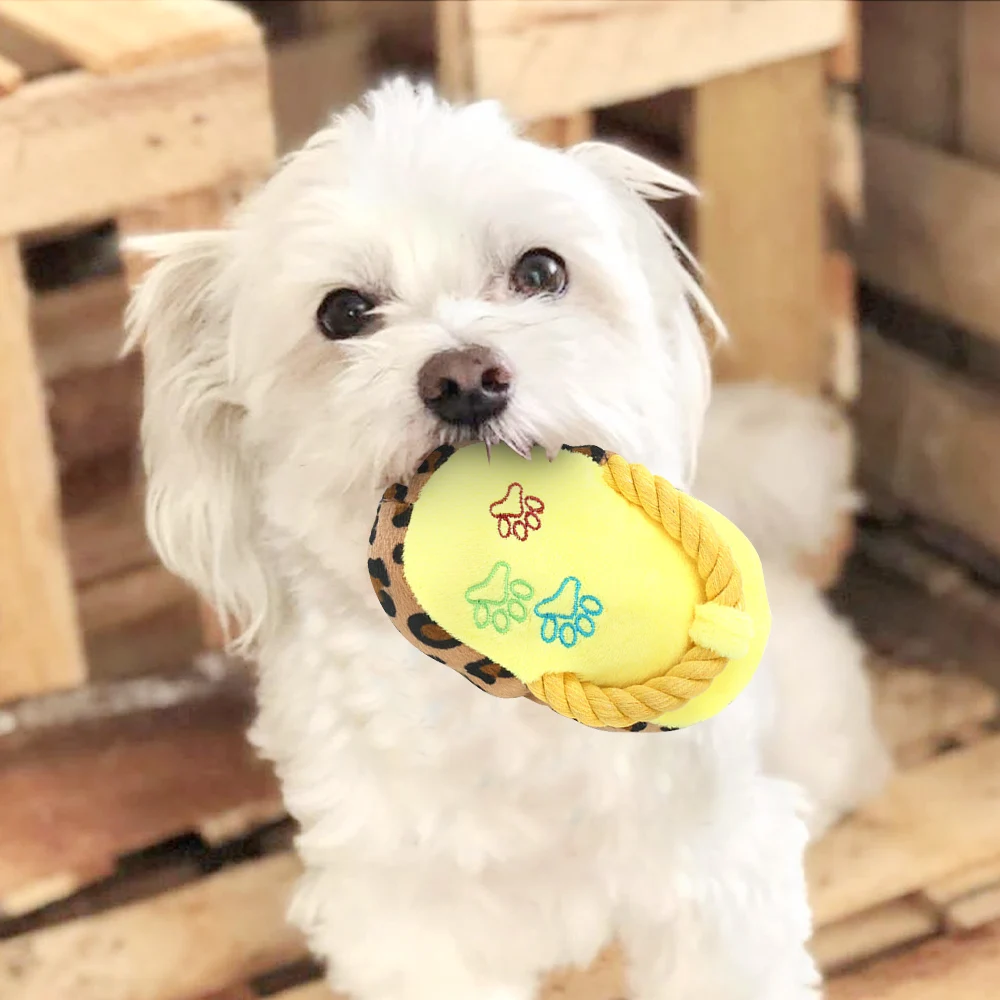 

Cute Pet Dog Toys Plush Slippers Shape Puppy Chew Squeaker Toy For Small Medium-Sized Dogs Relieve Anxiety Pets Accessories