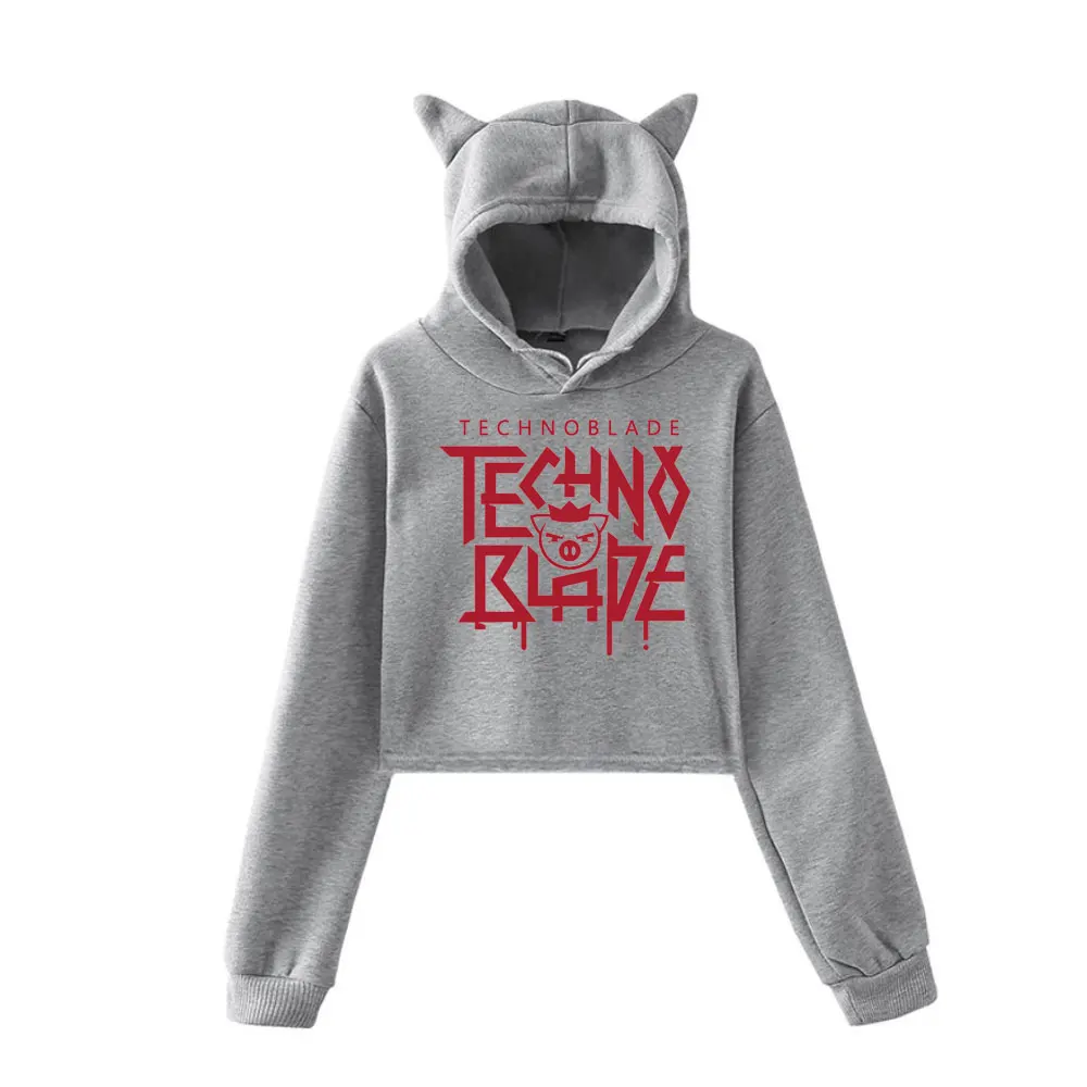 2022 New Technoblade Merch TECHNOBLADE Agro Hoodie Cat Ear Designs Cool Print Wonder Crop Tops Short Hot Sale |