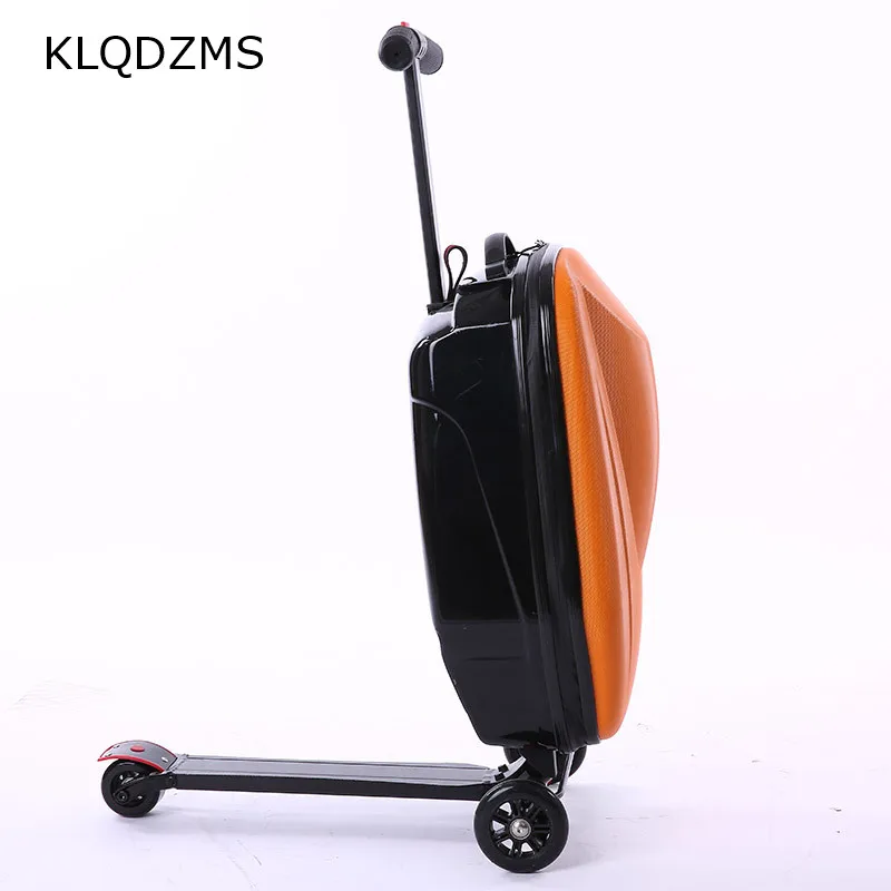 KLQDZMS Men's New 20-inch Scooter Luggage (with Wheels) Scooter Rolling Trolley Suitcase Ladies Anti-drop Boarding Code Box