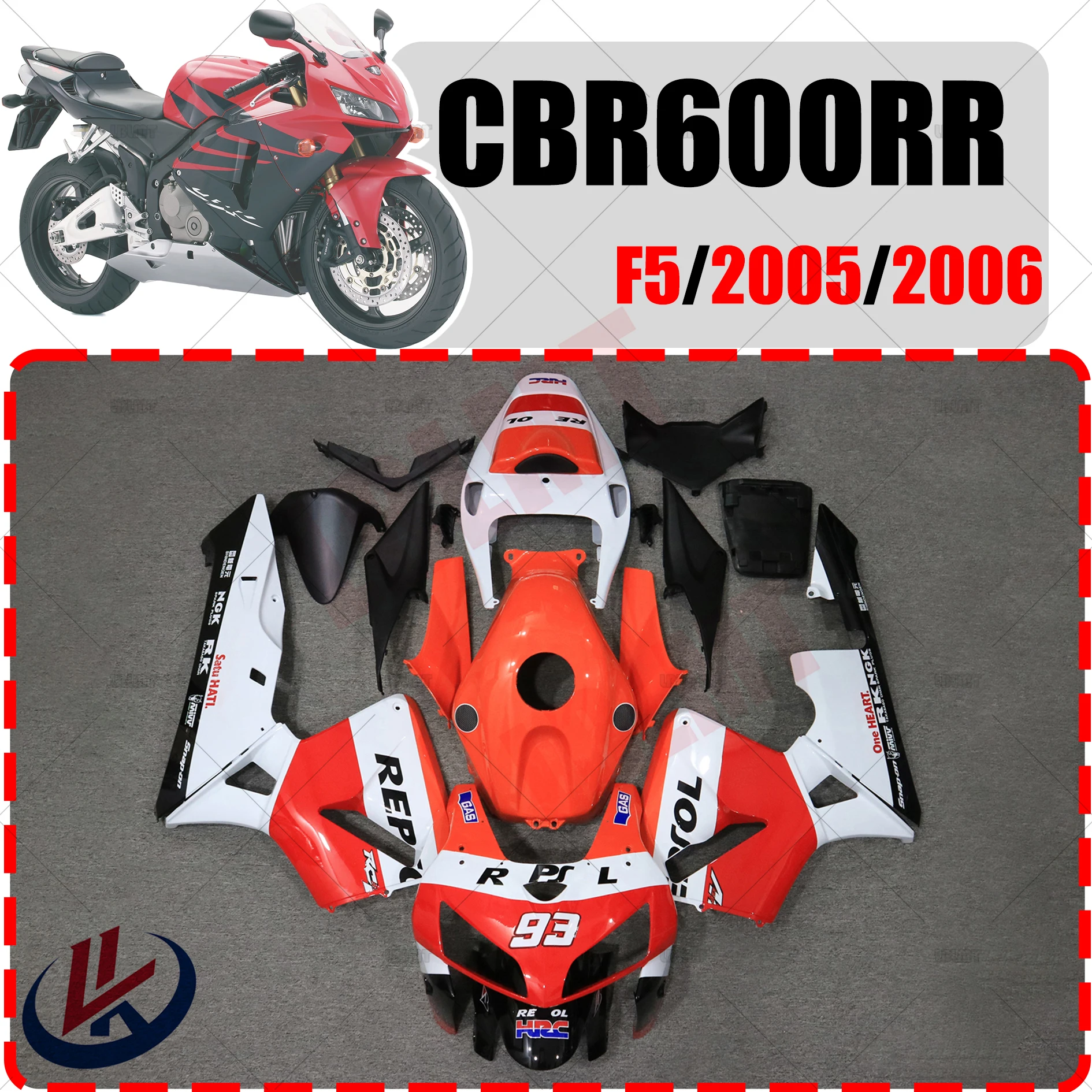 

Комплект обтекателей для мотоцикла, подходит для HONDA CBR600RR CBR 600RR 2005 2006, комплект кузова из высококачественного АБС-пластика, полный обтекатель