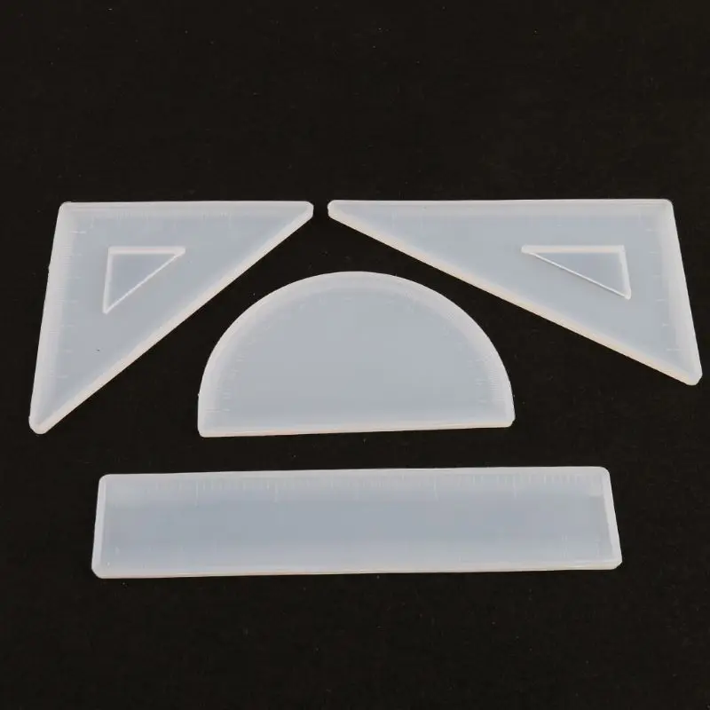 

2022 New 4 Shapes Silicone Resin Ruler Molds Straignt Square Triangular Ruler Protractor