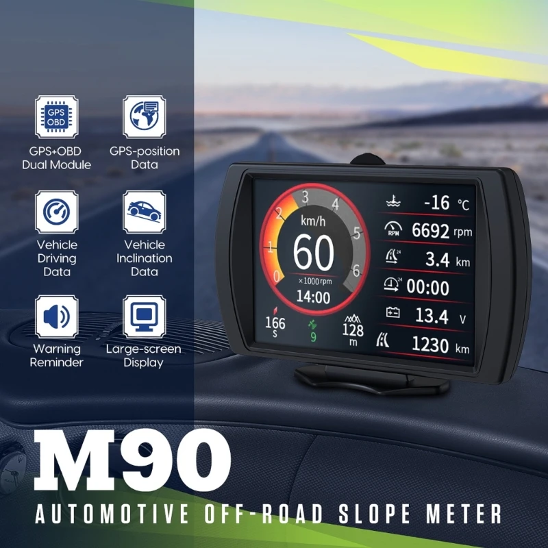 

HUD Head Up Display GPSLevel Security Alarm Speedometer Clock GaugeTool